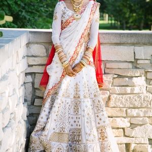 Bridal lehenga - White/Gold
